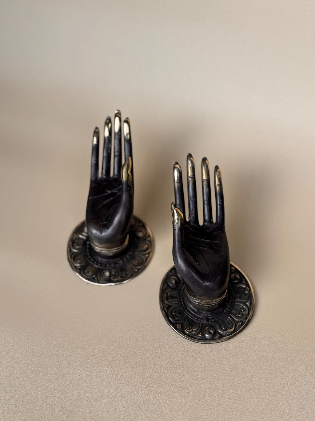 Brass Mudra Hand Hooks | Buddha Door Handles & Wall Rack