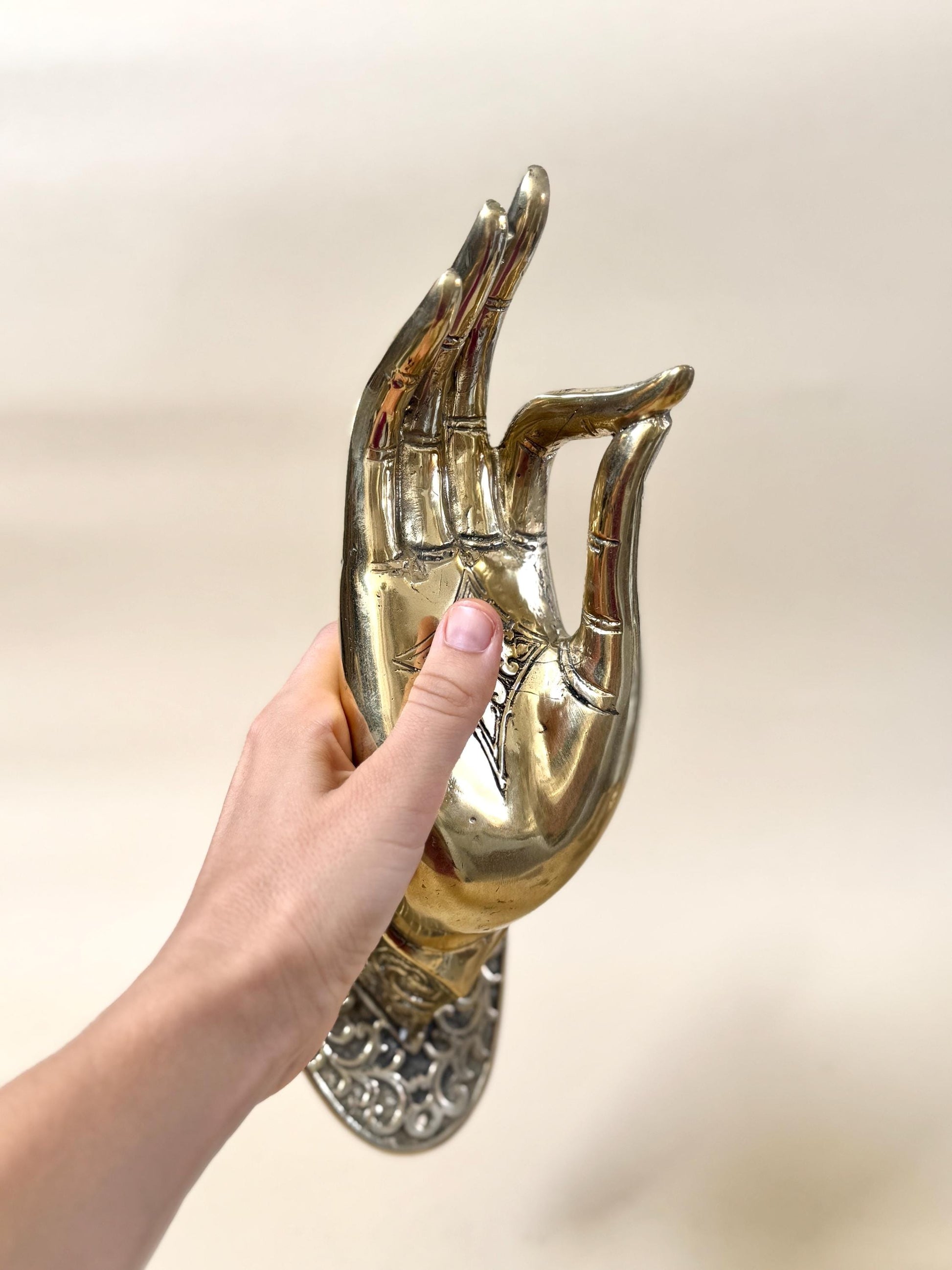 Brass Mudra Hand Door Handle