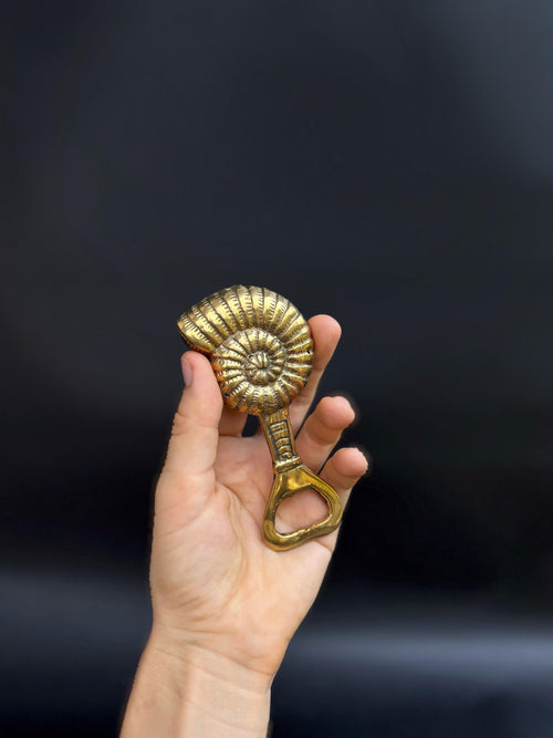 Bali Ammonite Bottle Opener Fossil-Inspired Brass – Vintage Decor