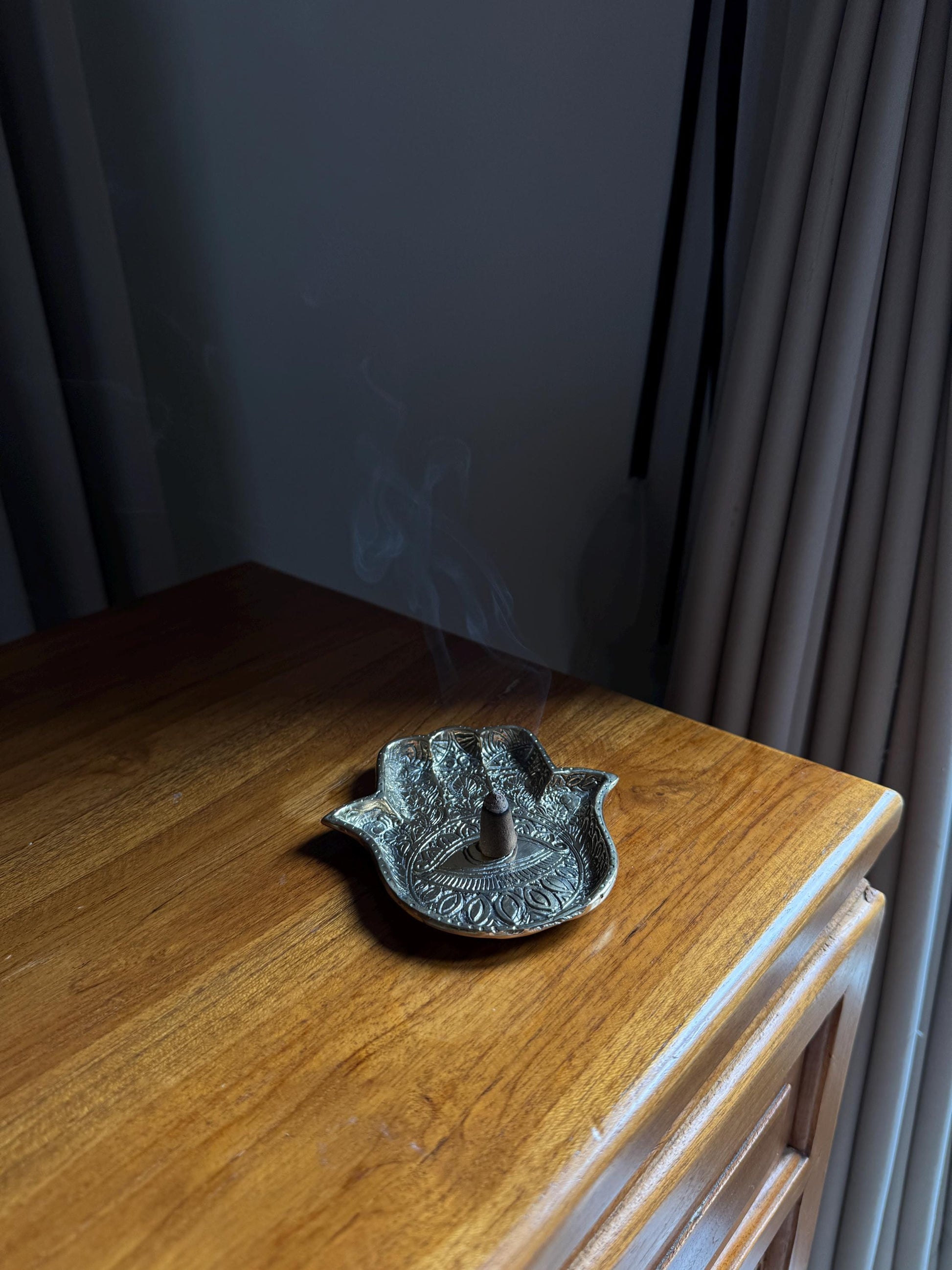 Brass Hamsa Hand Incense Holder