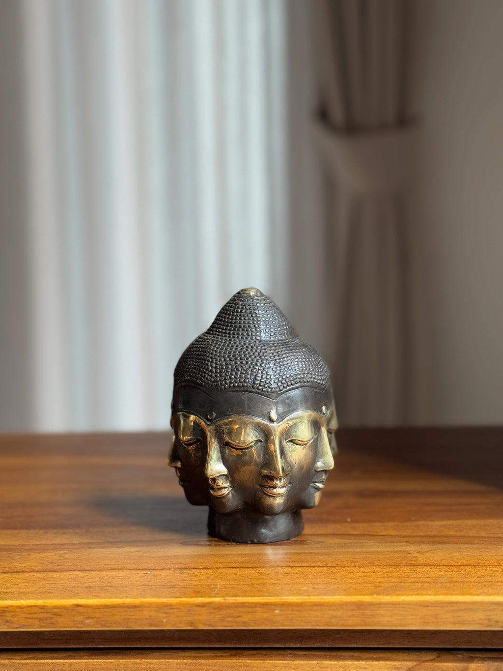 Antique Bronze Buddha Head Statue