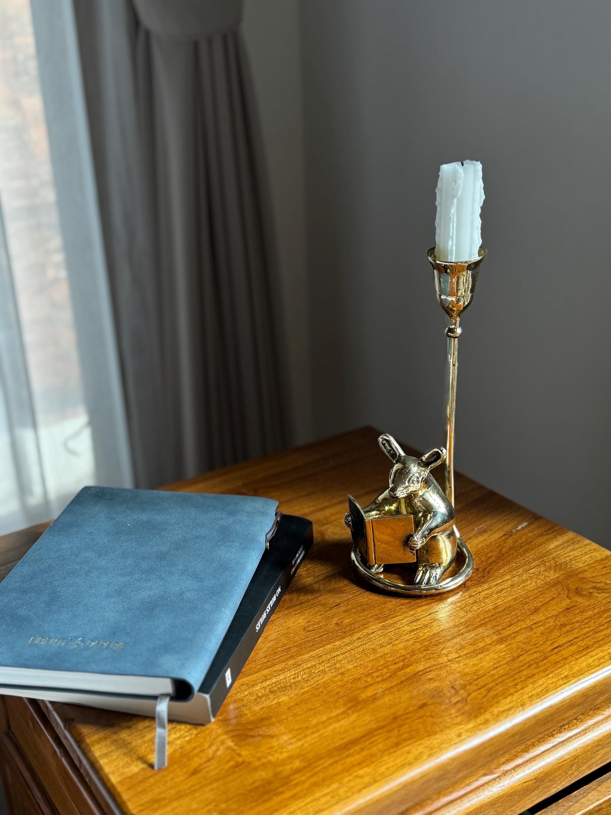 Bali Brass Mouse candleholder BookShelf Taper – Vintage Decor