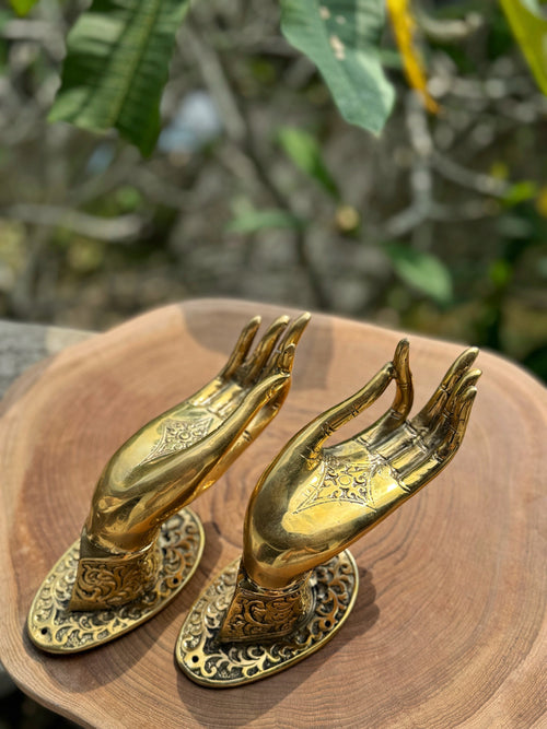 Big Golden Hand Door Handles