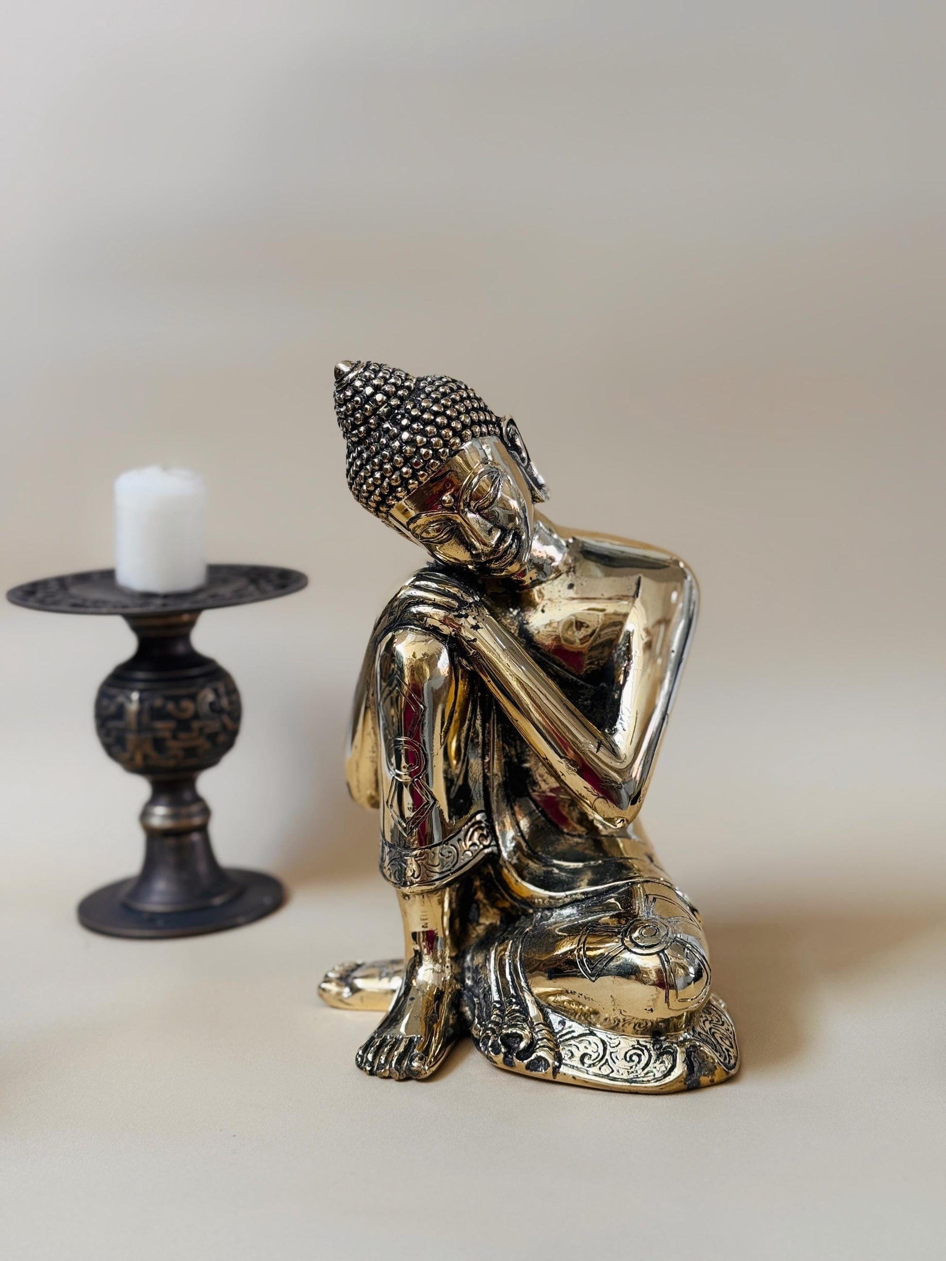 Brass Buddha Resting Head Statue