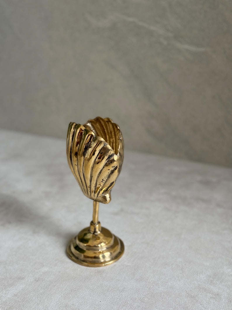 Vintage Brass Shell Card Holder