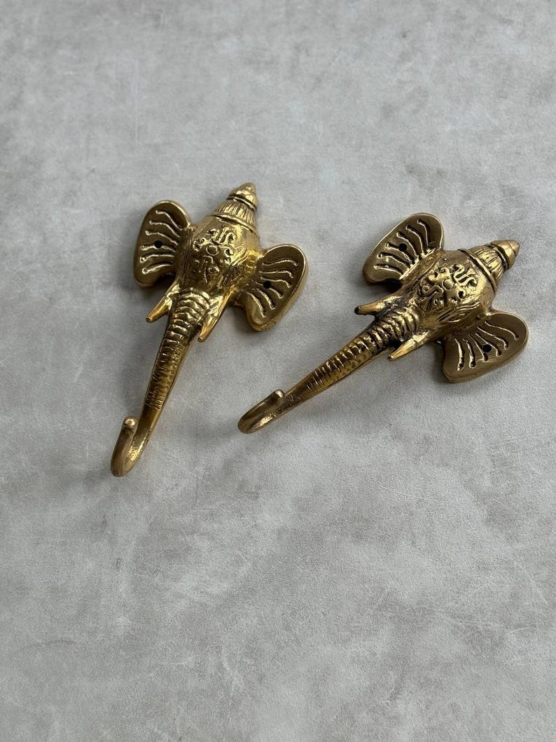 Ganesha Brass Wall Hook - Indian Style Decor