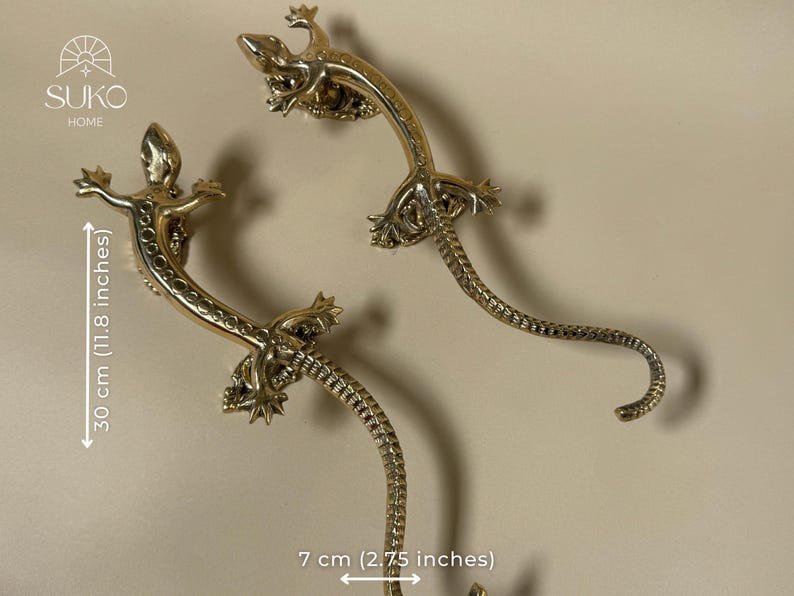 Vintage Brass Lizard Door Handle "Desert Crawler"