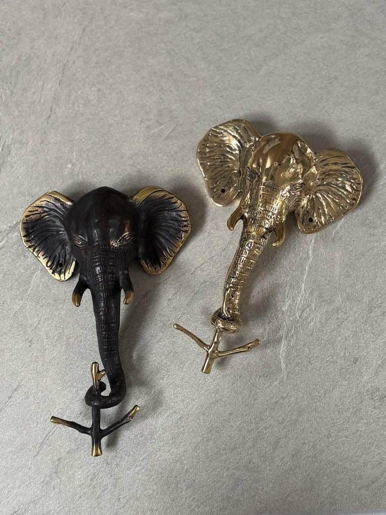 Elephant Brass Wall Hook - Vintage Animal Decor