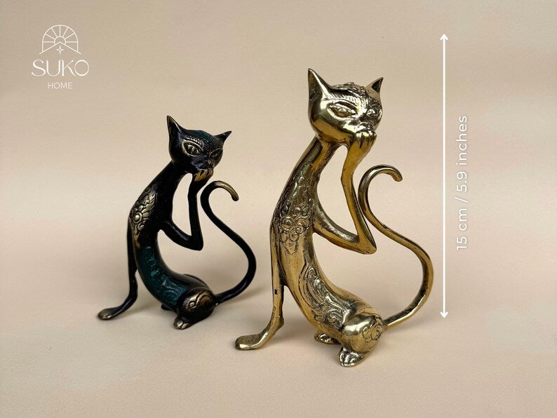 Cat Figurine Pair Gold or Black