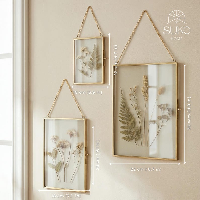 Vintage Glass & Brass Hanging Frames