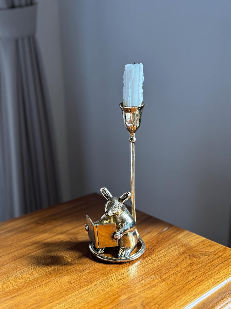 Vintage brass Mouse Candleholder
