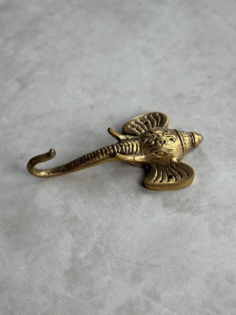 Ganesha Brass Wall Hook - Indian Style Decor