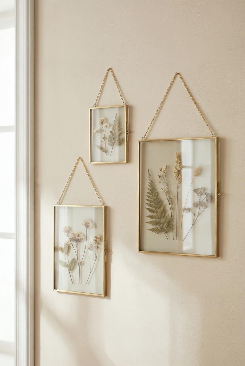 Vintage Glass & Brass Hanging Frames