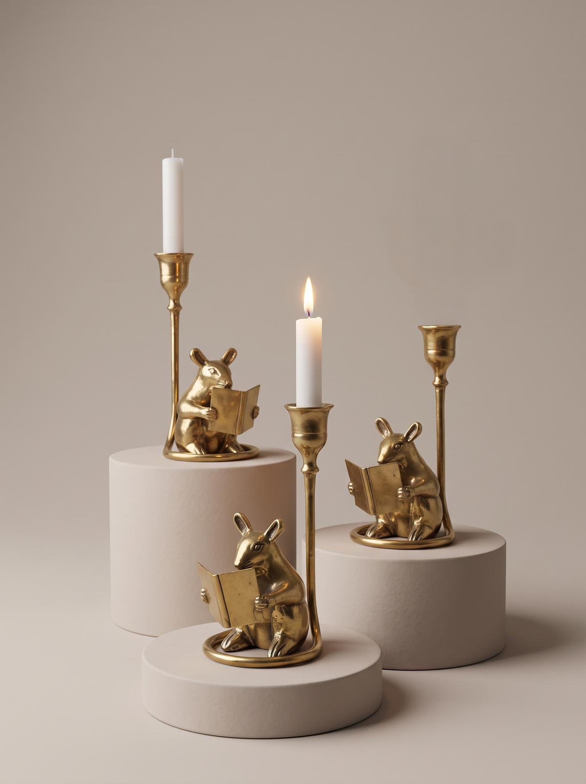 Brass Mouse Candleholder