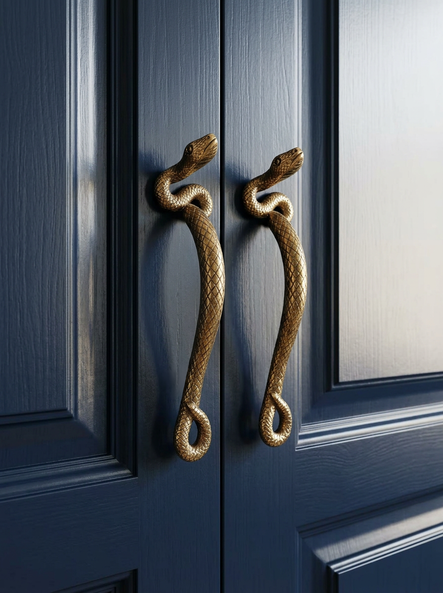 Brass Serpent Door Handle — Snake Pull for Door & Cabinet