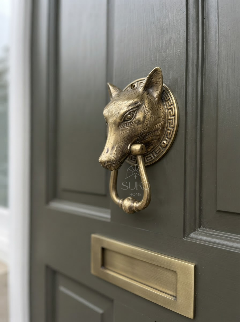 Brass Wolf Door Knocker