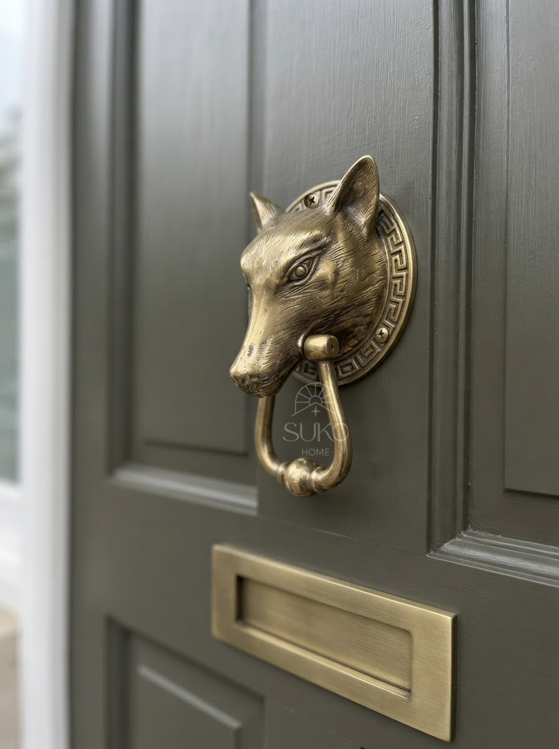 Brass Wolf Door Knocker