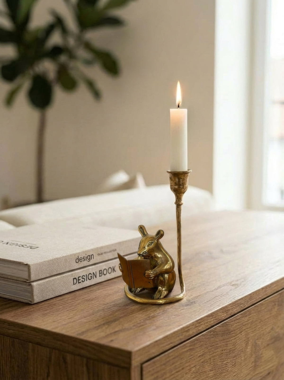 Brass Mouse Candleholder, vintage home gift