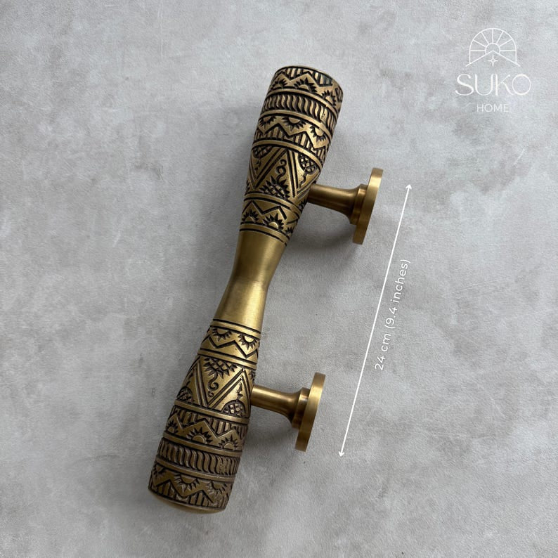Door Handle Carved Vintage Pull