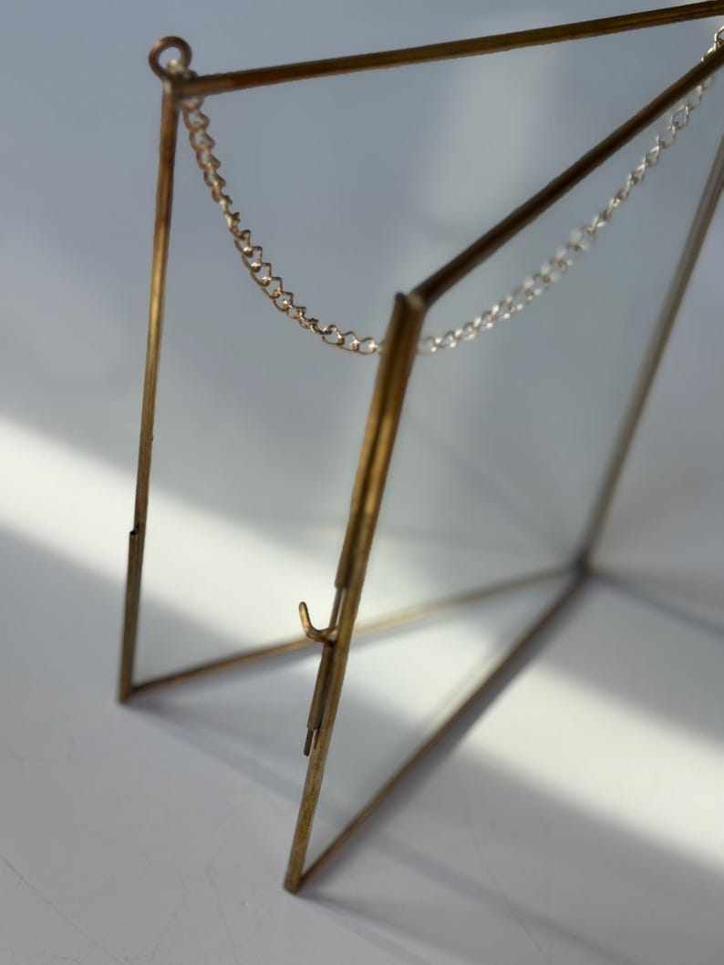 Vintage Glass & Brass Hanging Frames Set