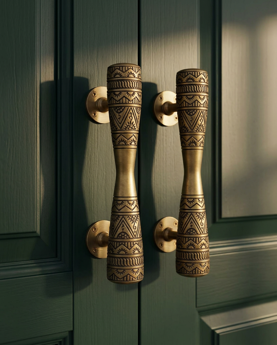 Door Handle Carved Vintage Pull