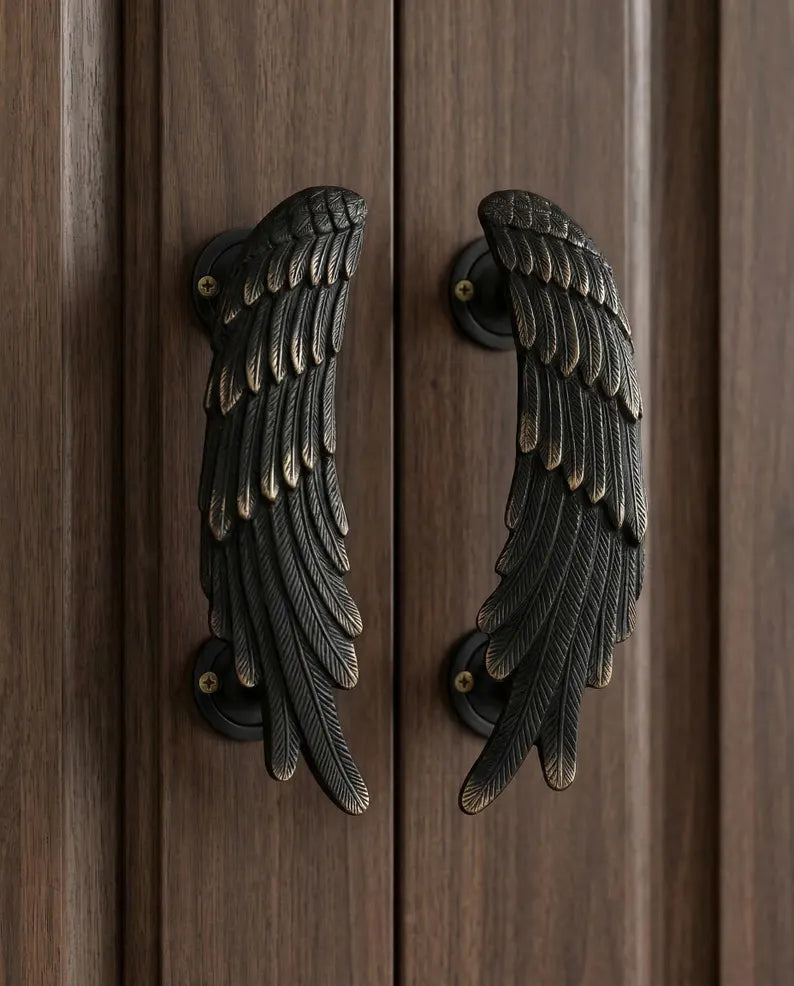 Brass Angel Wings Door Handle