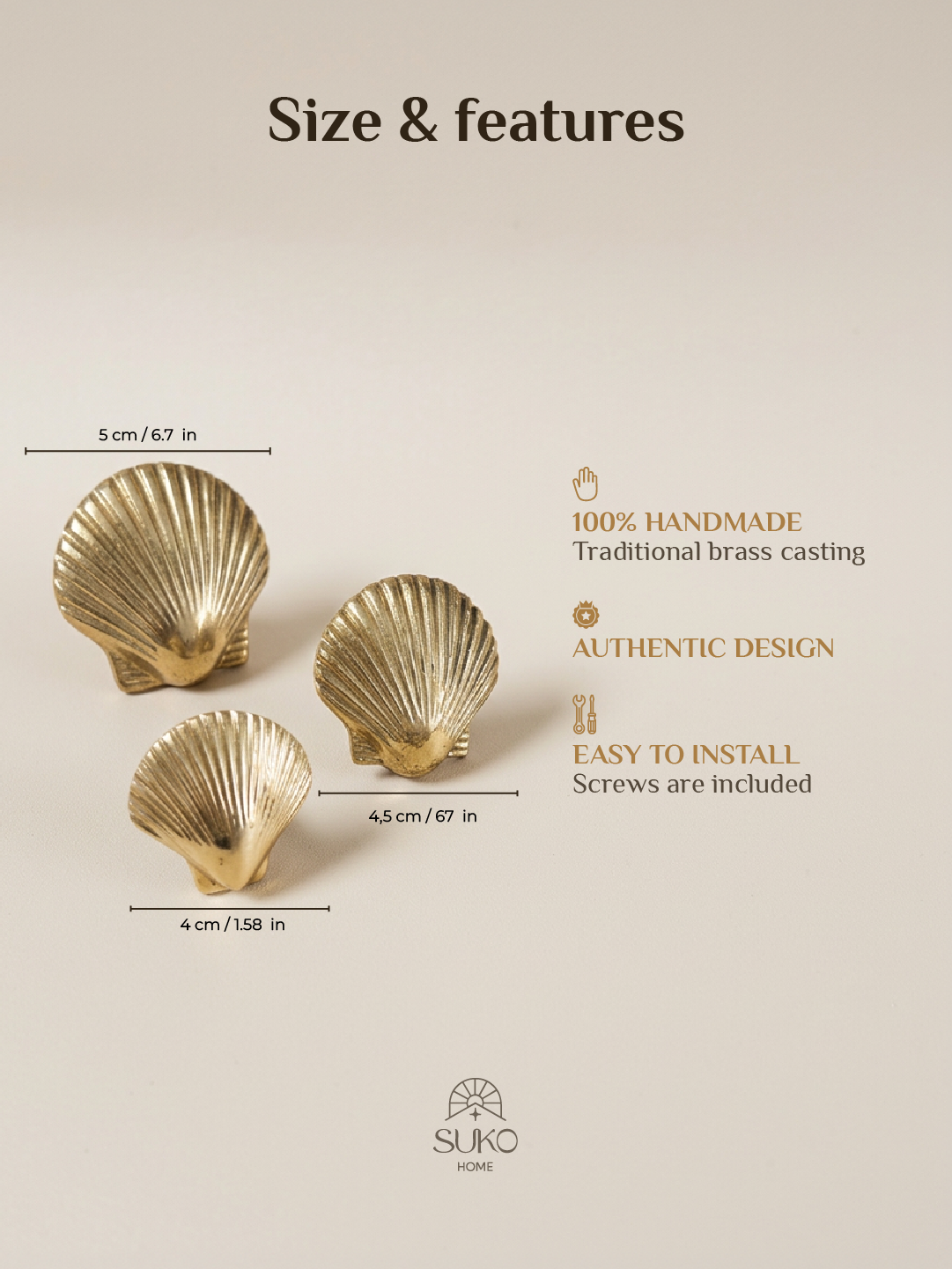 Brass Shell Drawer Knob