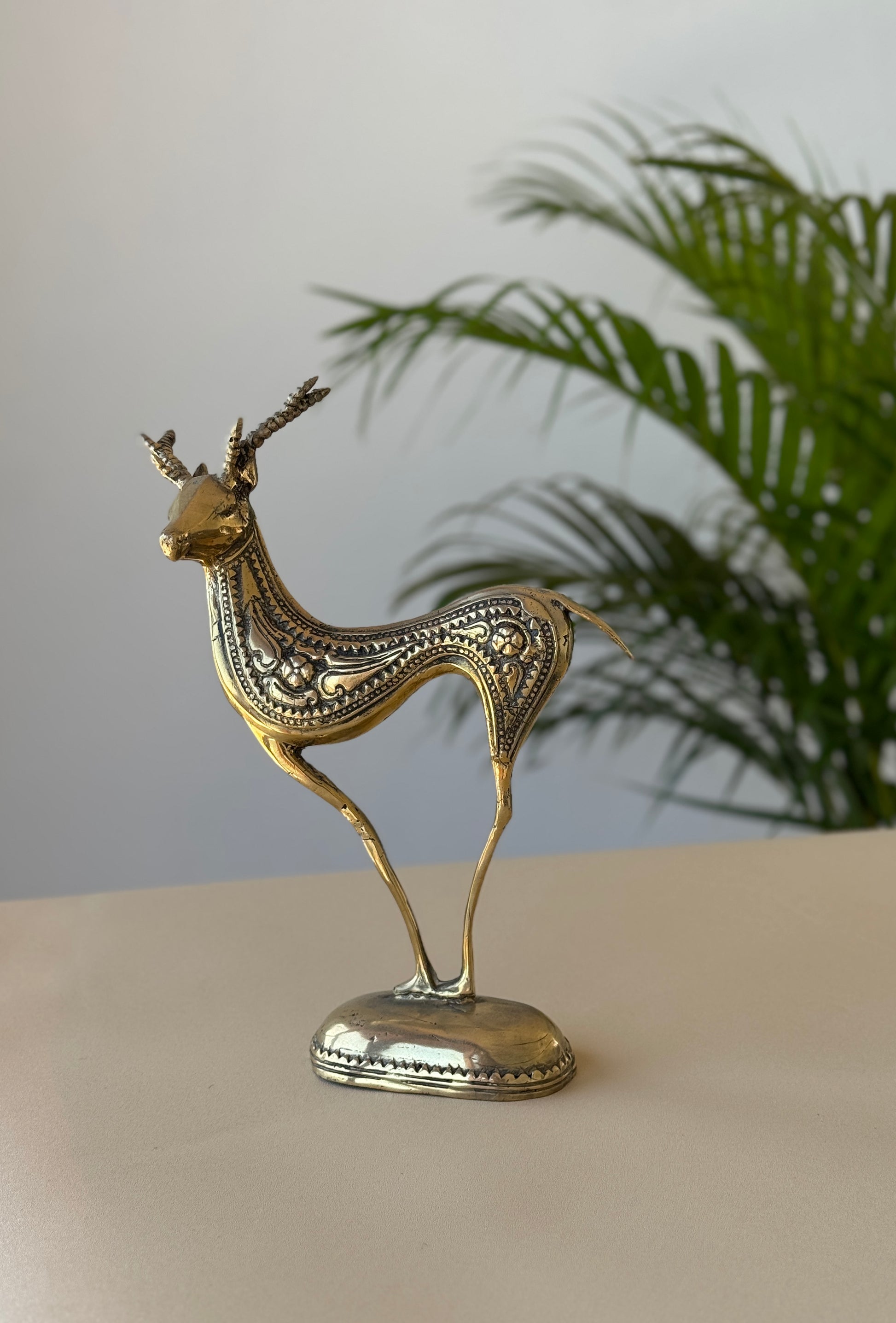 Handcrafted Brass Deer Statue