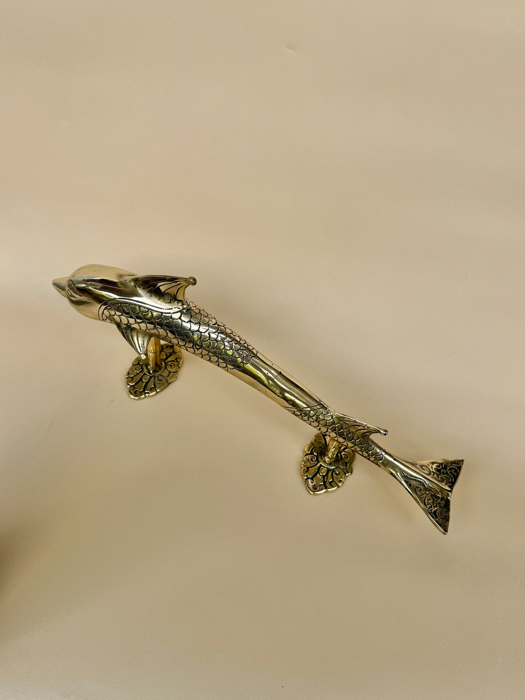Vintage Brass Dolphin Door Handle "Oceania"