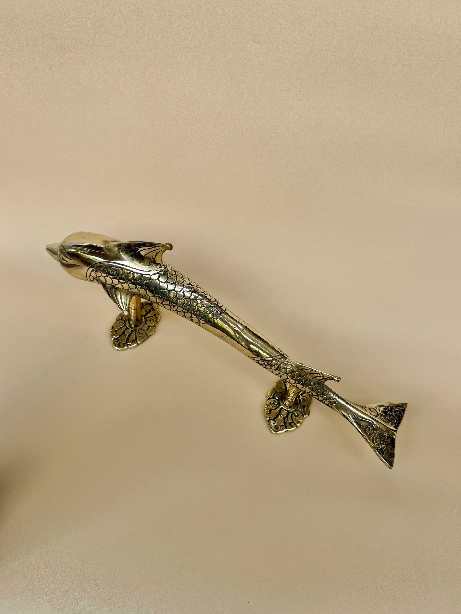 Vintage Brass Dolphin Door Handle "Oceania"