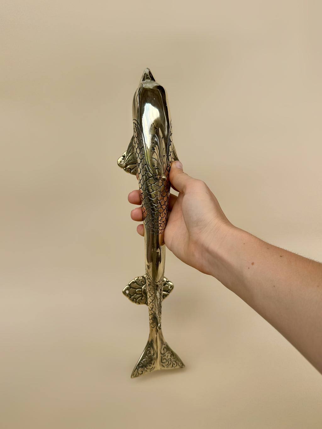 Vintage Brass Dolphin Door Handle "Oceania"