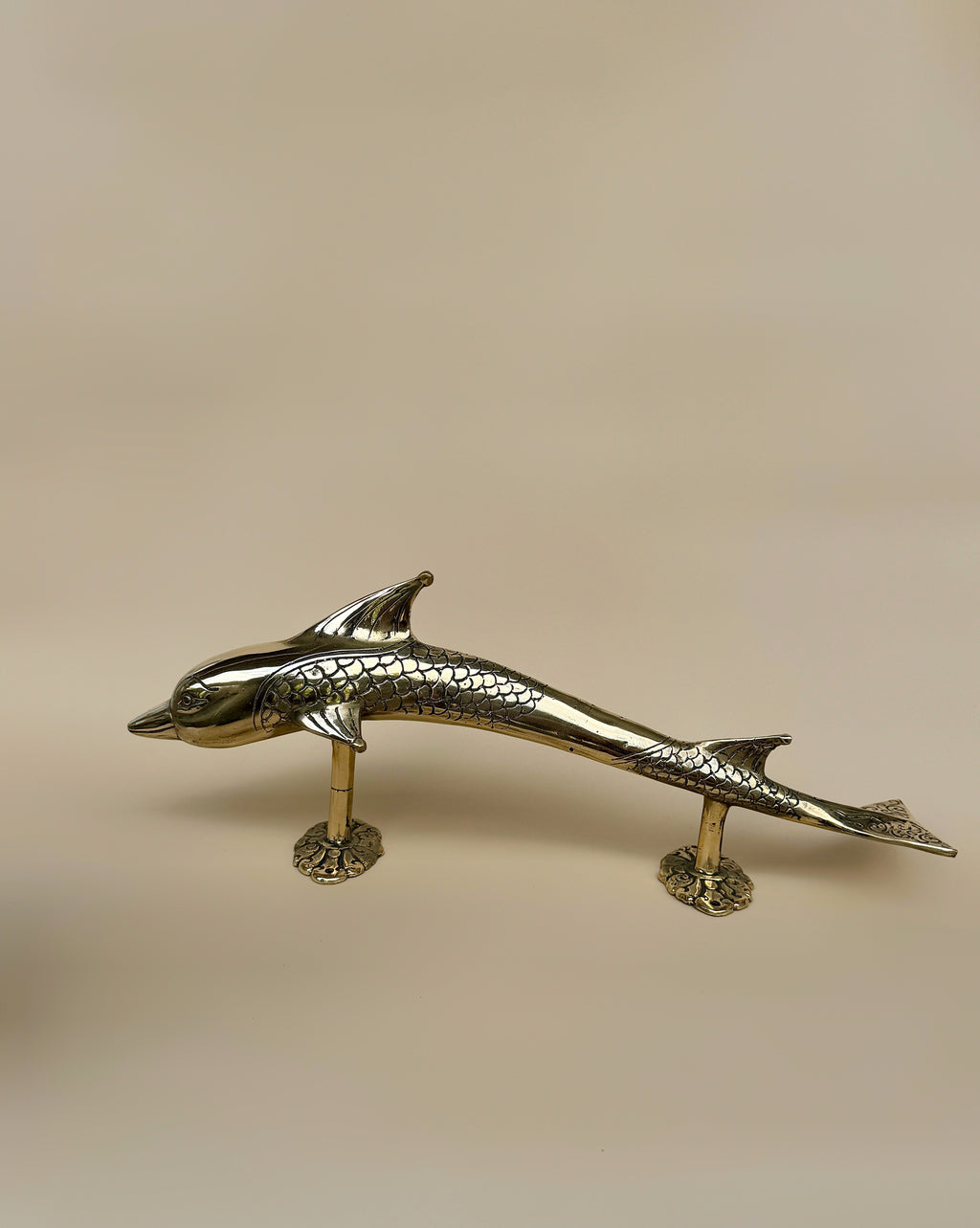 Vintage Brass Dolphin Door Handle "Oceania"