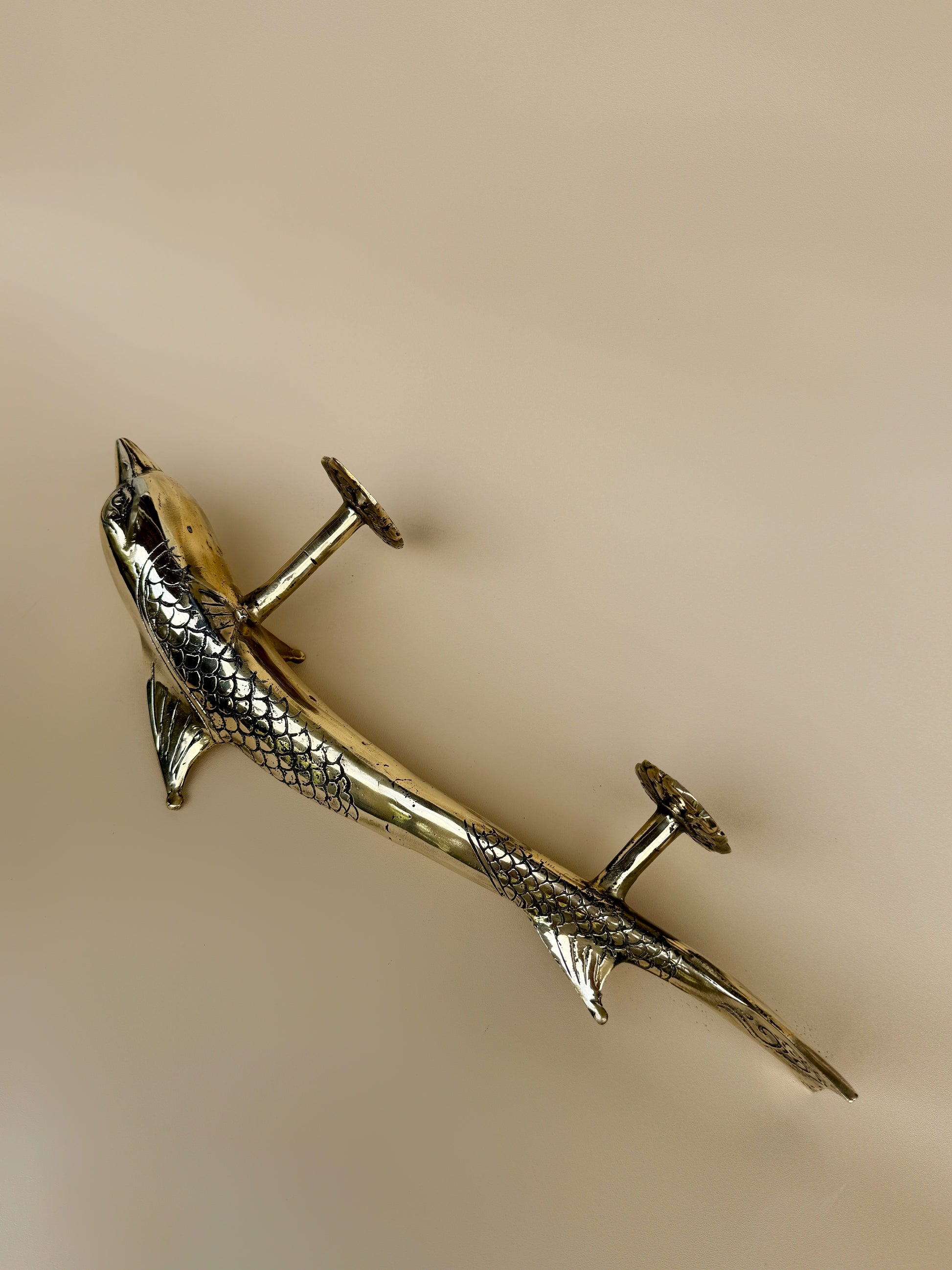 Vintage Brass Dolphin Door Handle "Oceania"