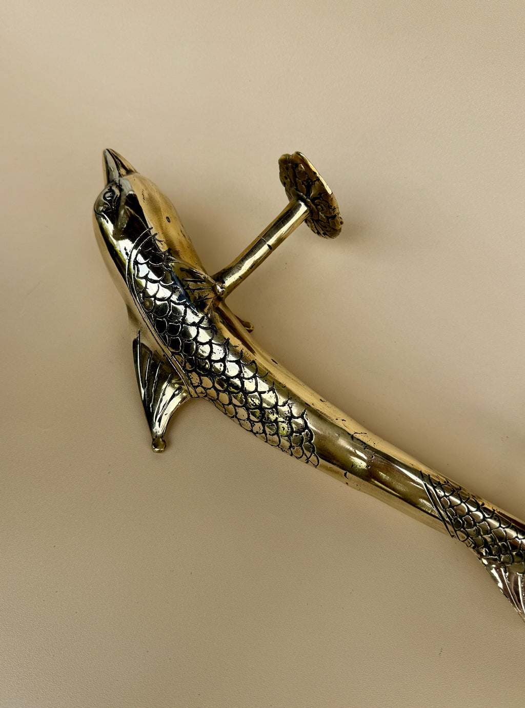 Vintage Brass Dolphin Door Handle "Oceania"