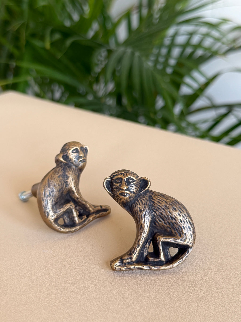 Vintage Brass Monkey Cabinet Knob "Safari Play"