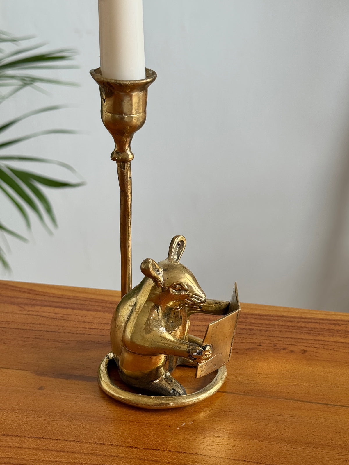 Brass Mouse Candleholder