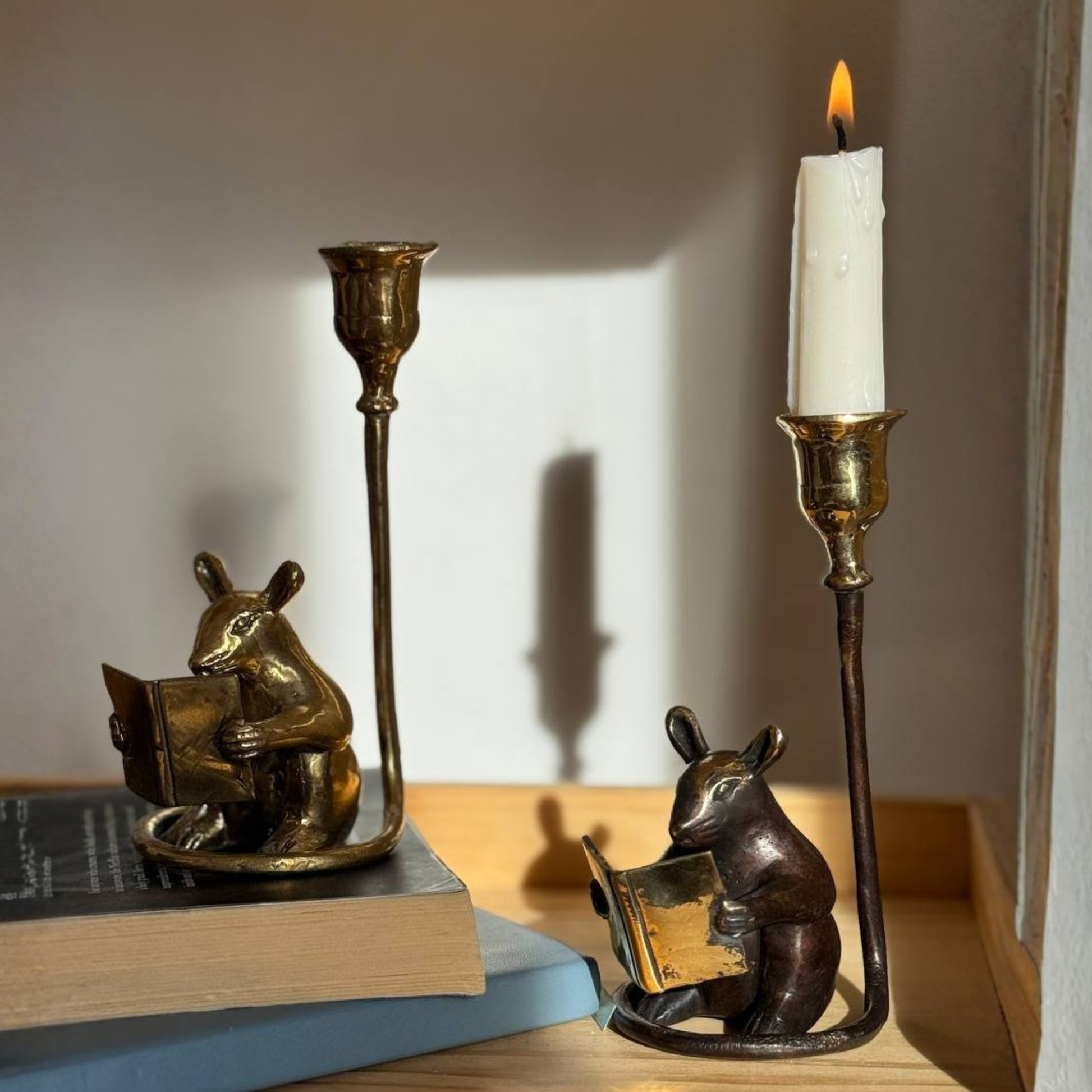 Brass Mouse Candleholder, vintage home gift