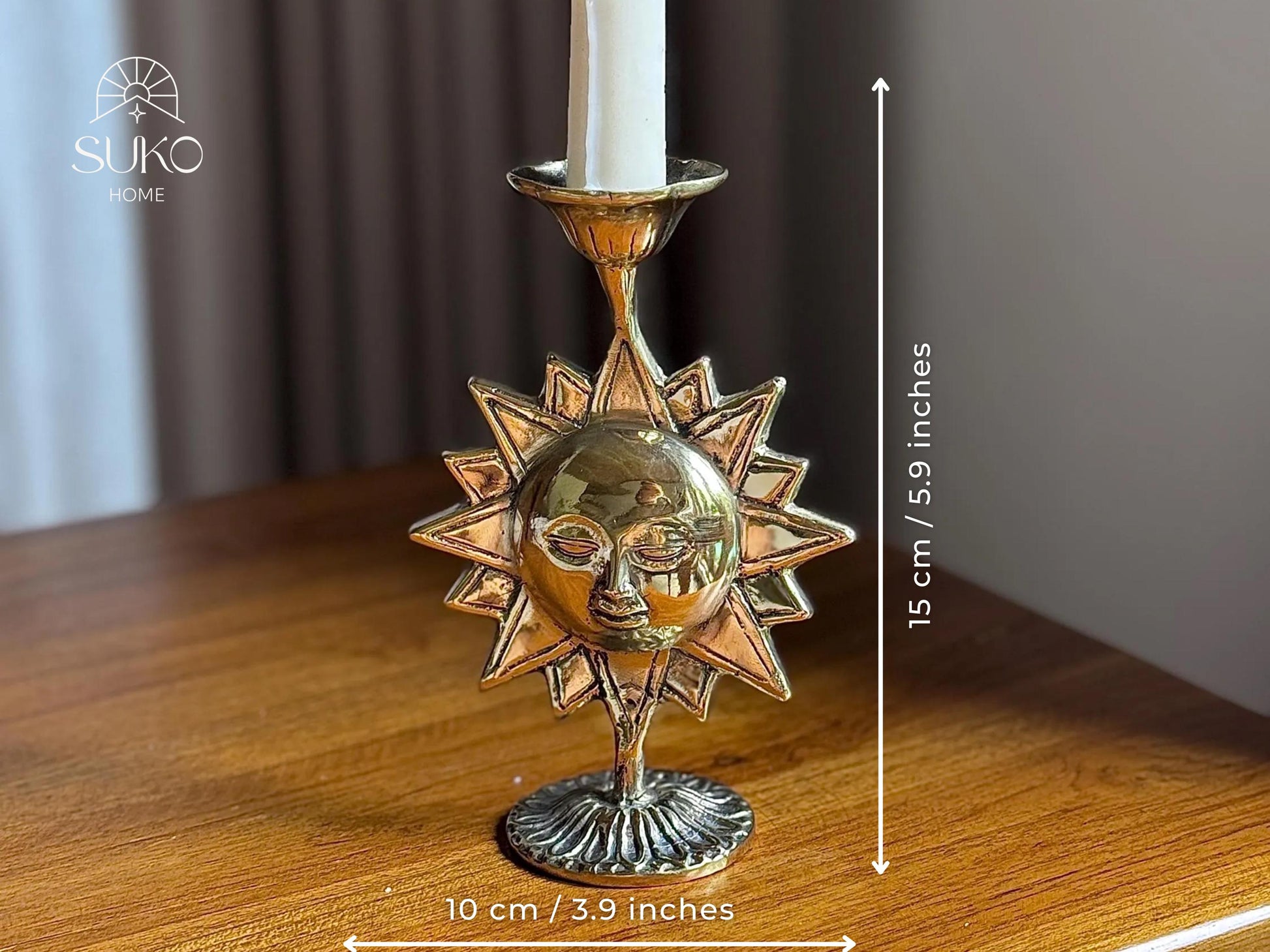 Bali Celestial Brass Sun Candleholder, Bali – Vintage Decor