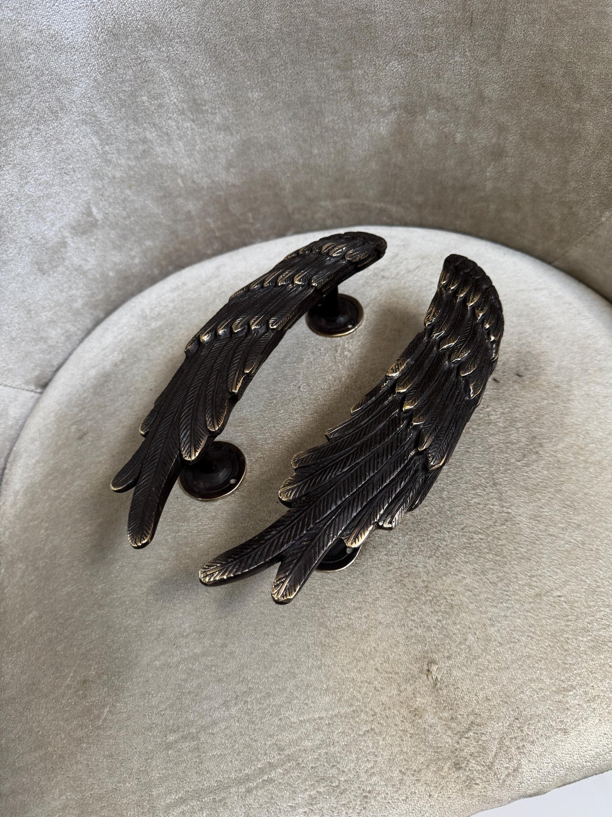 Brass Angel Wings Door Handle