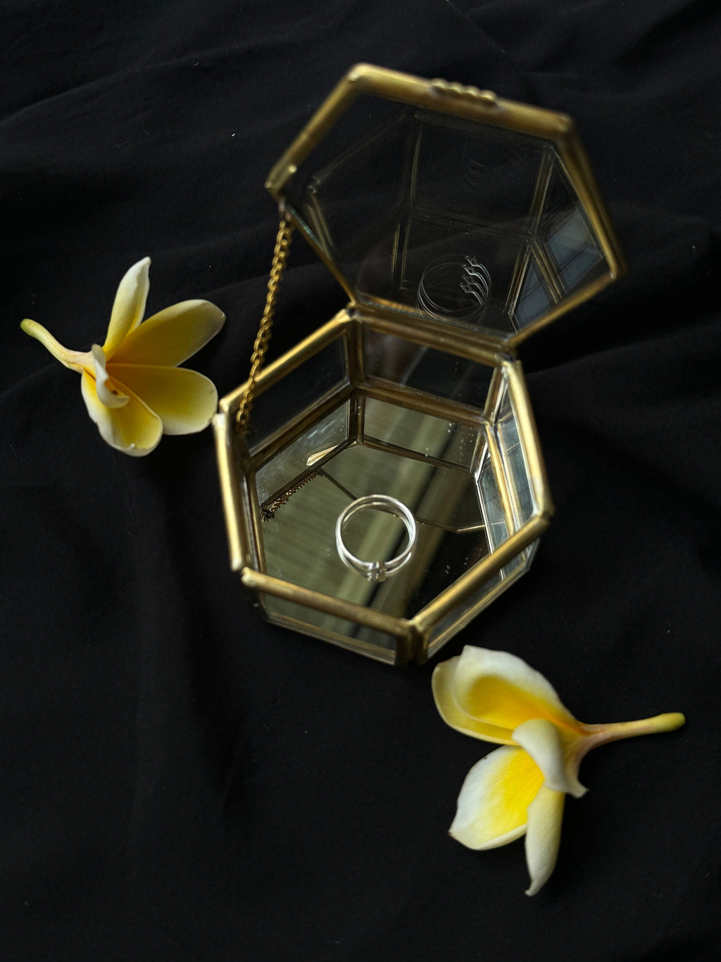 Hexagonal Glass Ring Box