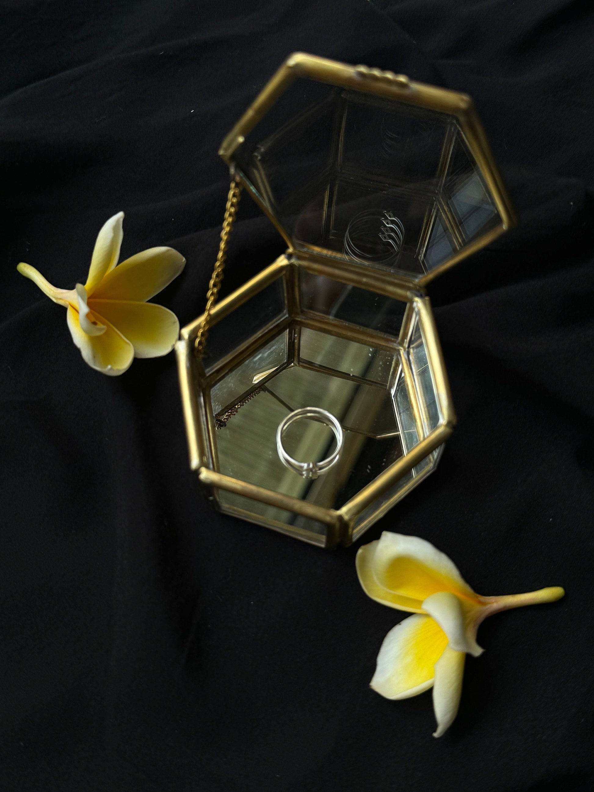 Hexagonal Glass Ring Box