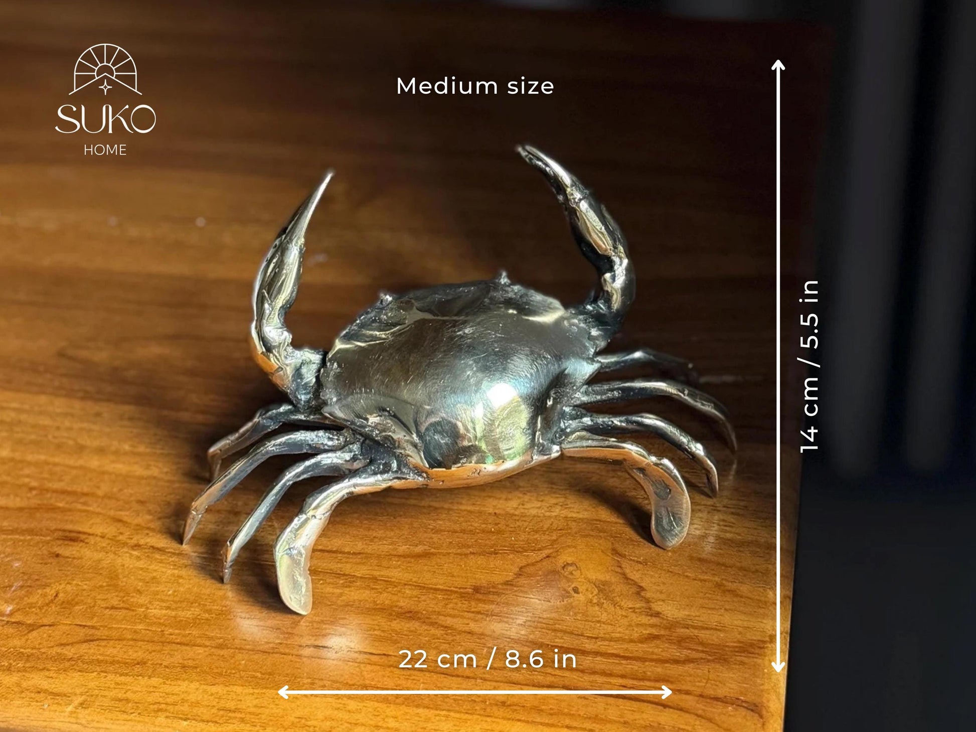Brass Crab Figurine | Handcrafted Nautical Coastal Decor