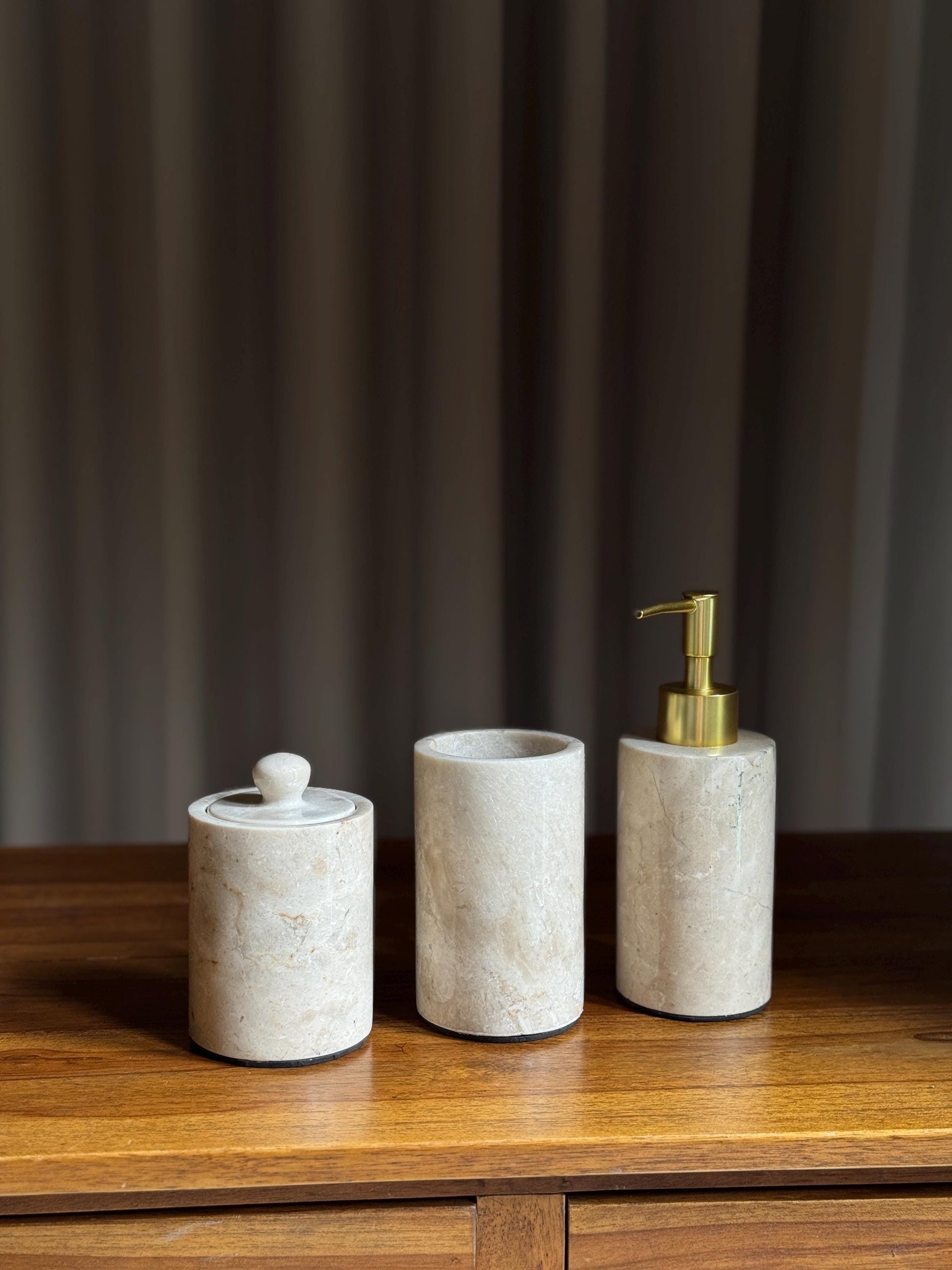 Marble Soap Dispenser with Gold Pump