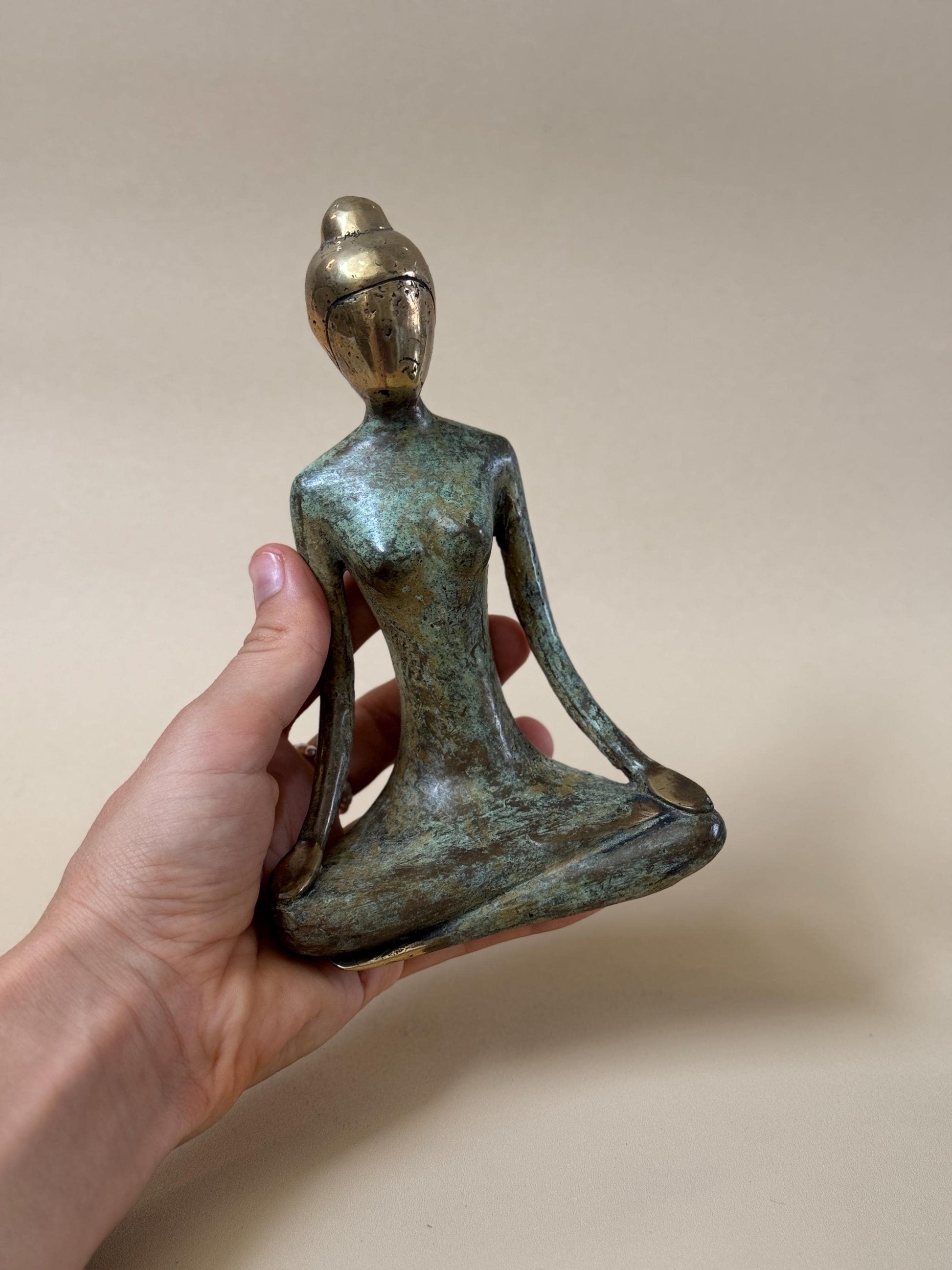 Brass Yoga Woman Figurines
