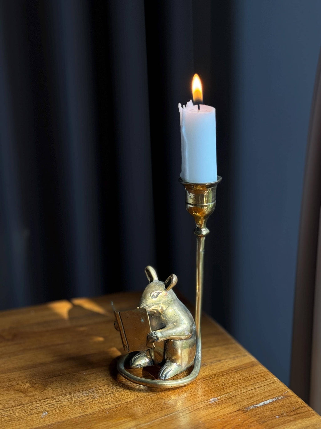 Brass Mouse Candleholder