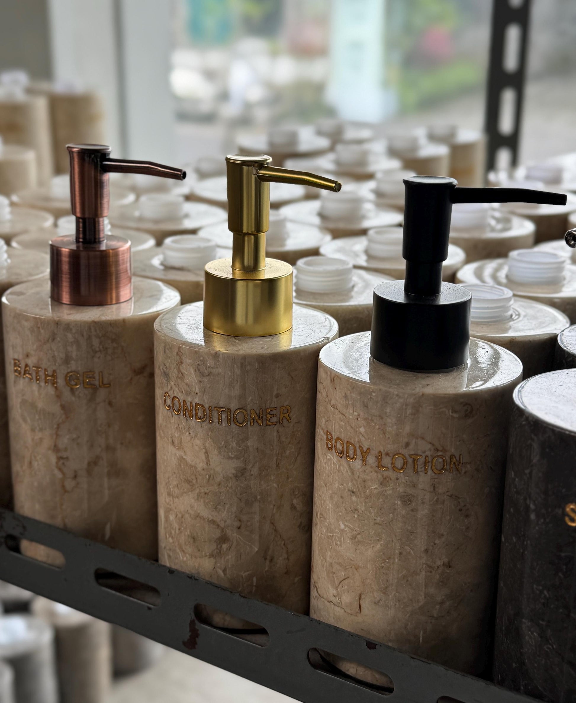 Marble Soap Dispenser with Gold Pump