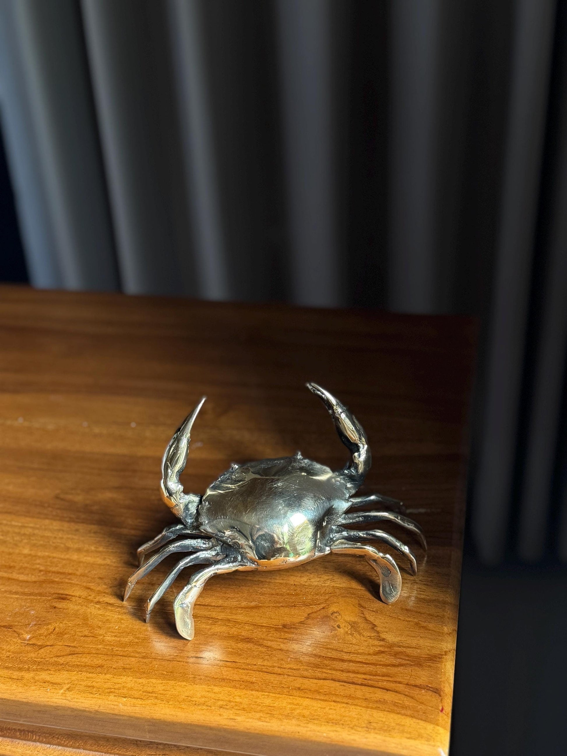Brass Crab Figurine | Handcrafted Nautical Coastal Decor