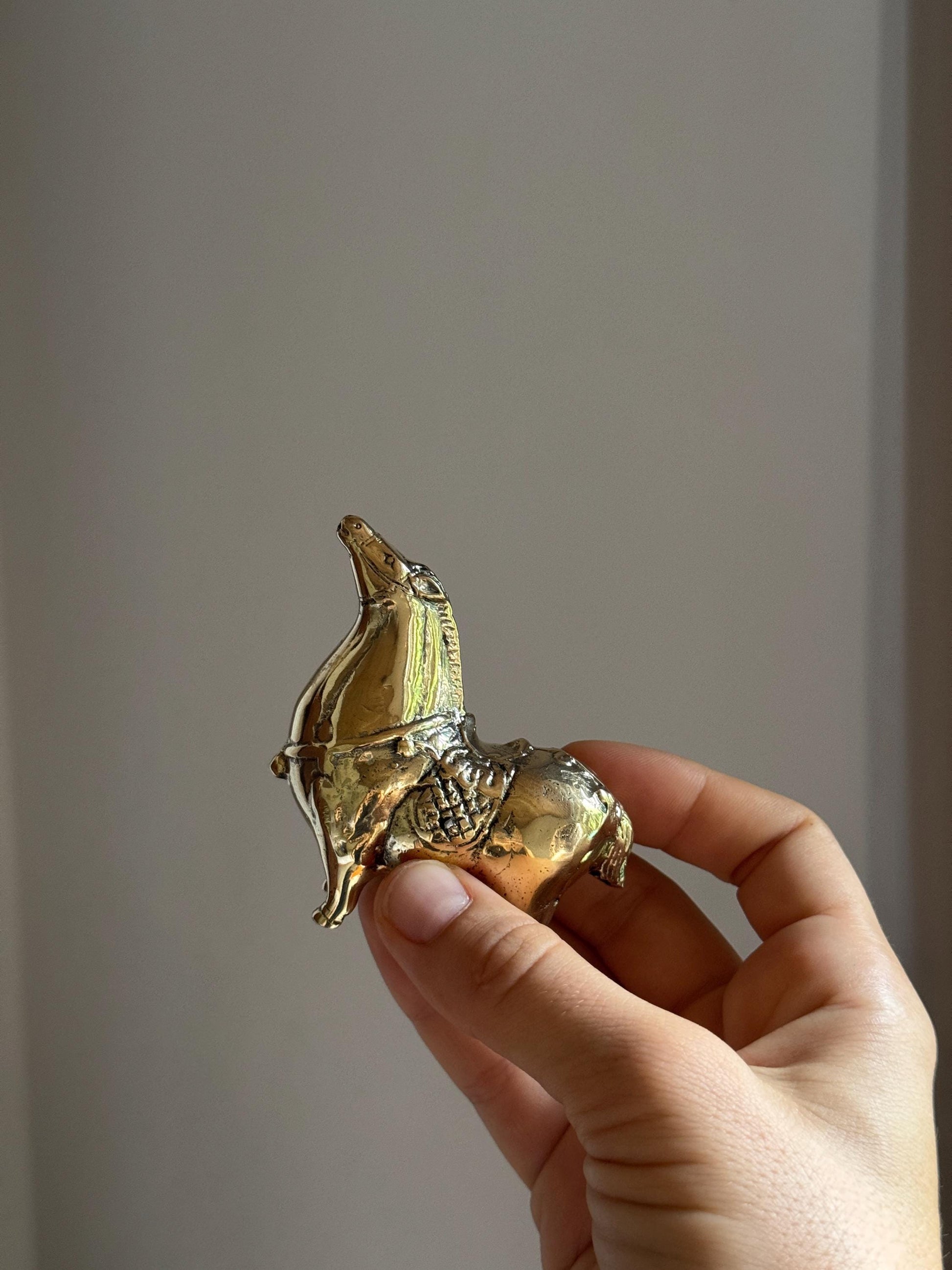 Black & Gold Brass Horse Figurine Set