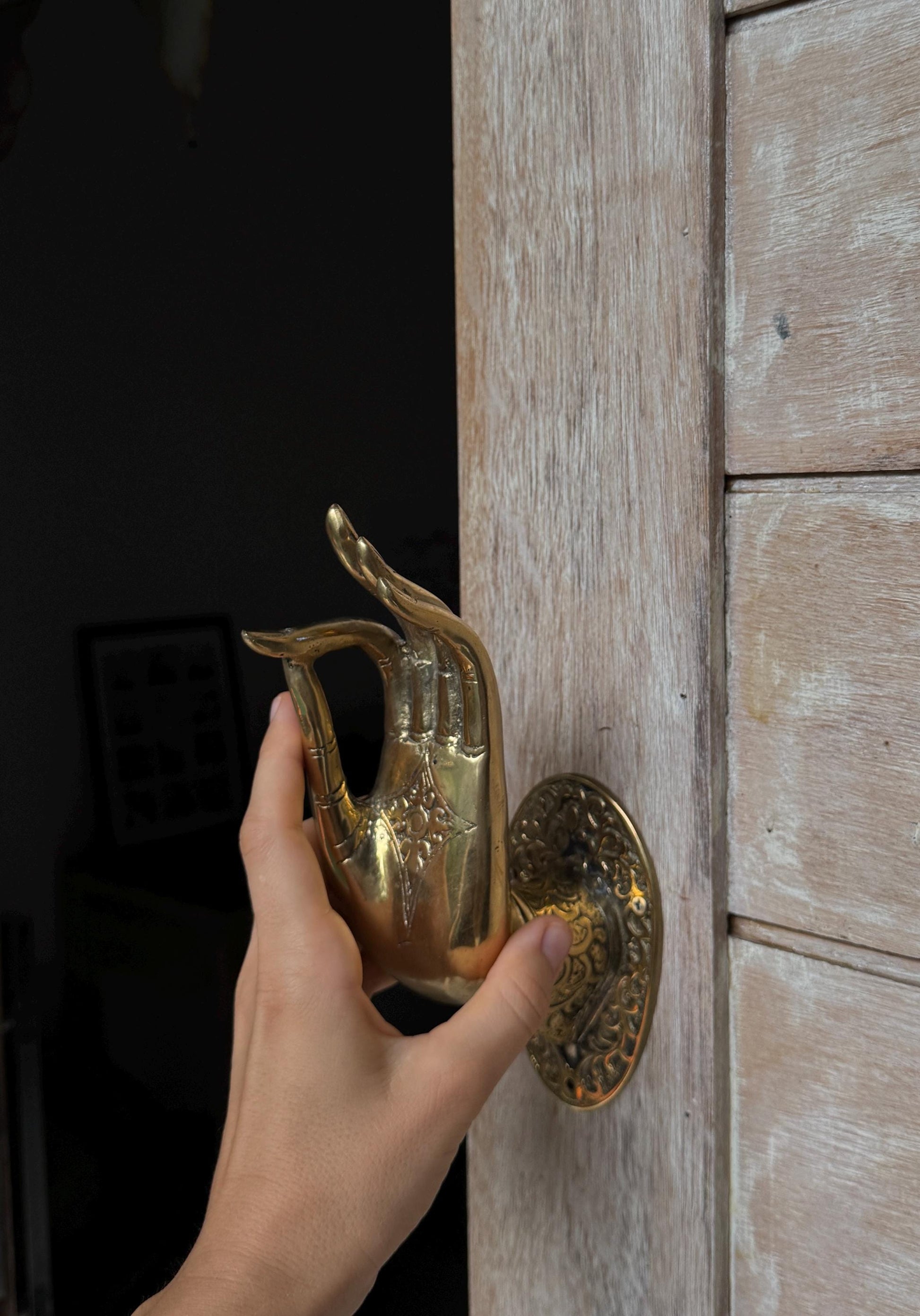 Big Golden Hand Door Handles
