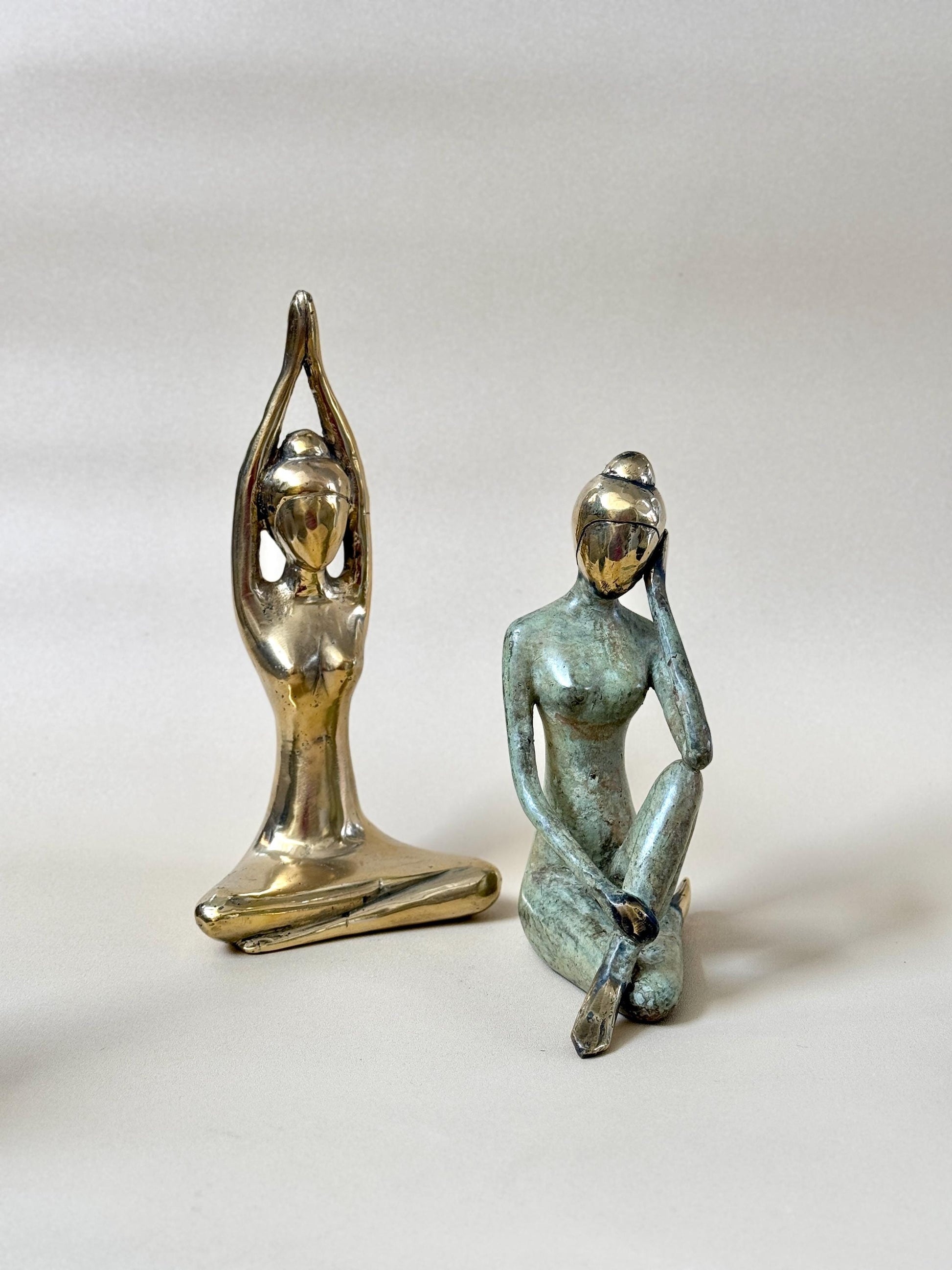 Brass Yoga Woman Figurines